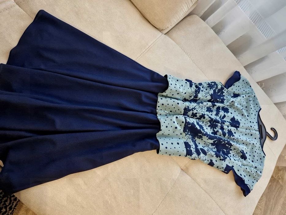 Eлегантна бюджетна лятна рокля за- тимно син, 46 размер