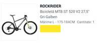 ROCKRIDER Bicicleta MTB ST 520 V2 27,5” Gri-Galben Marime L