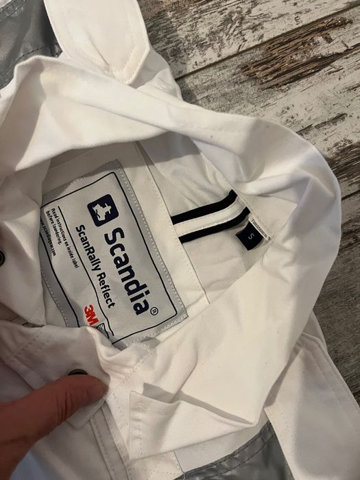 Combinezon / salopeta de lucru /munca, alb, cu benzi reflectorizante