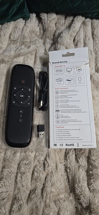 Telecomanda air mouse smart cu tastatura full, touch pad, voice,