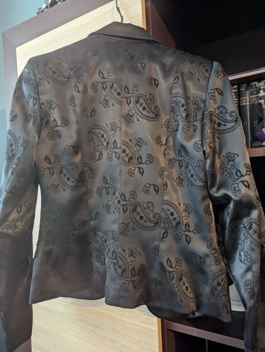 Blazer/Sacou elegant, negru, satin și catifea, mărimea 40