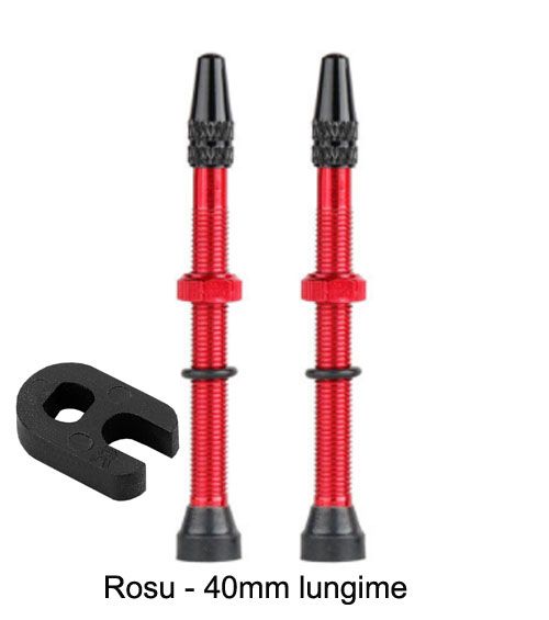 Set Valva tubeless FV 40mm Wake Pro + cheie valva - 2 culori