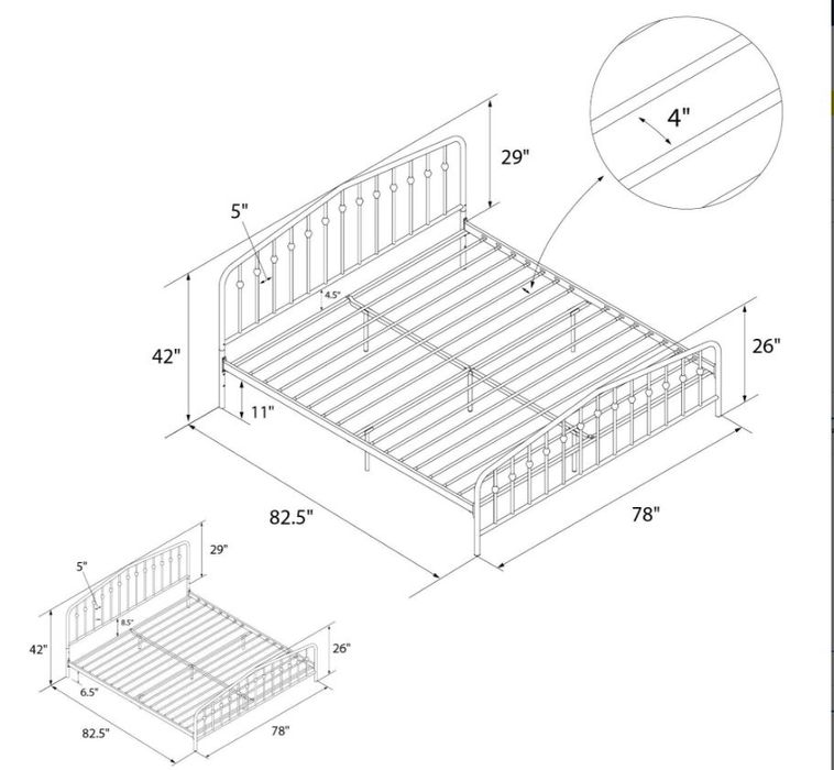 Черно метално легло 180/200см  налични 4 бр