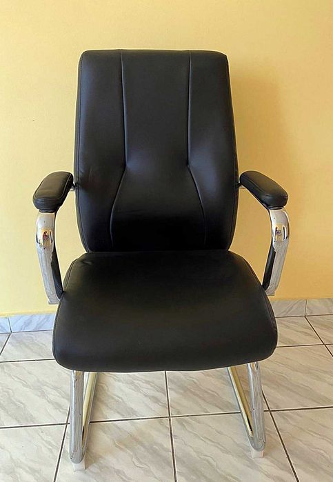 6 Scaune NOI, in cutie, Kring Sidney, piele ecologica neagra