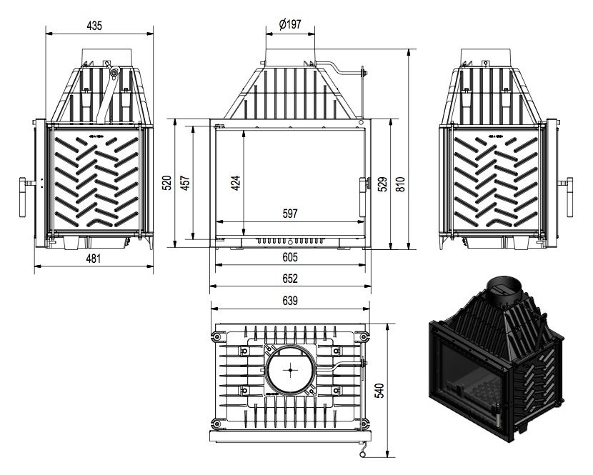 Semineu fonta modern pe lemne 16kw, garantie, transport gratuit,ieftin