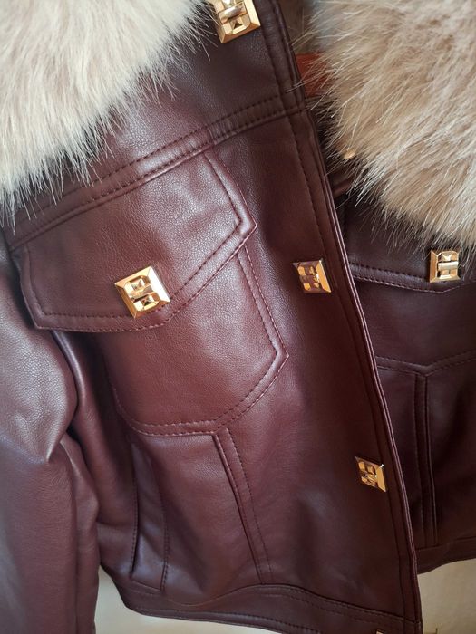 Зимно, кожено яке - бордо