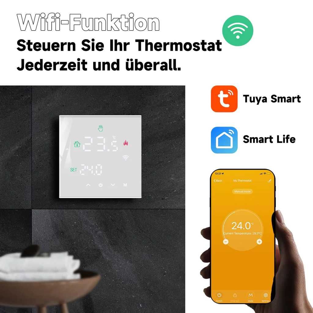 Termostat Digital Smart, Incarzire in pardoseala, Beok TGW60W-WIFI-WP