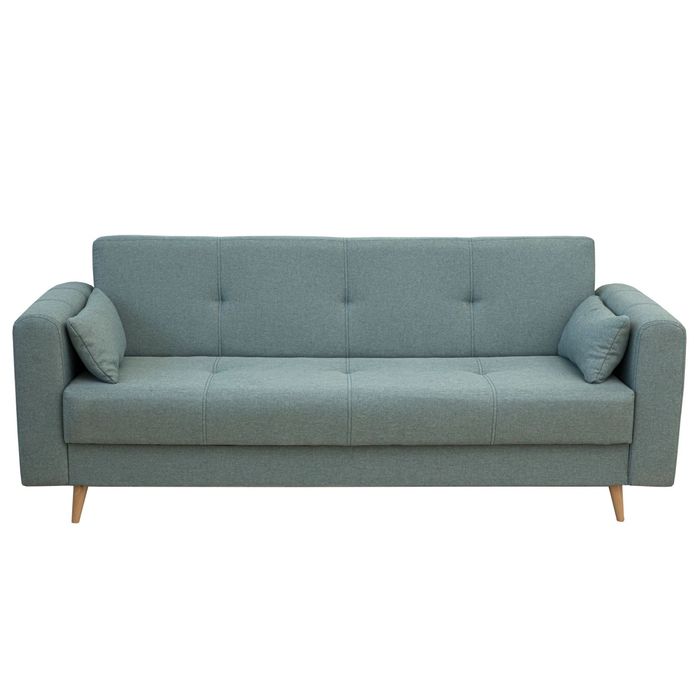 Canapea extensibila 3 locuri Riga, cu lada, verde menta, 226 x 85 x 91