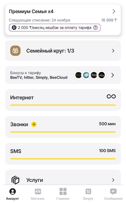Тариф билайн семейный