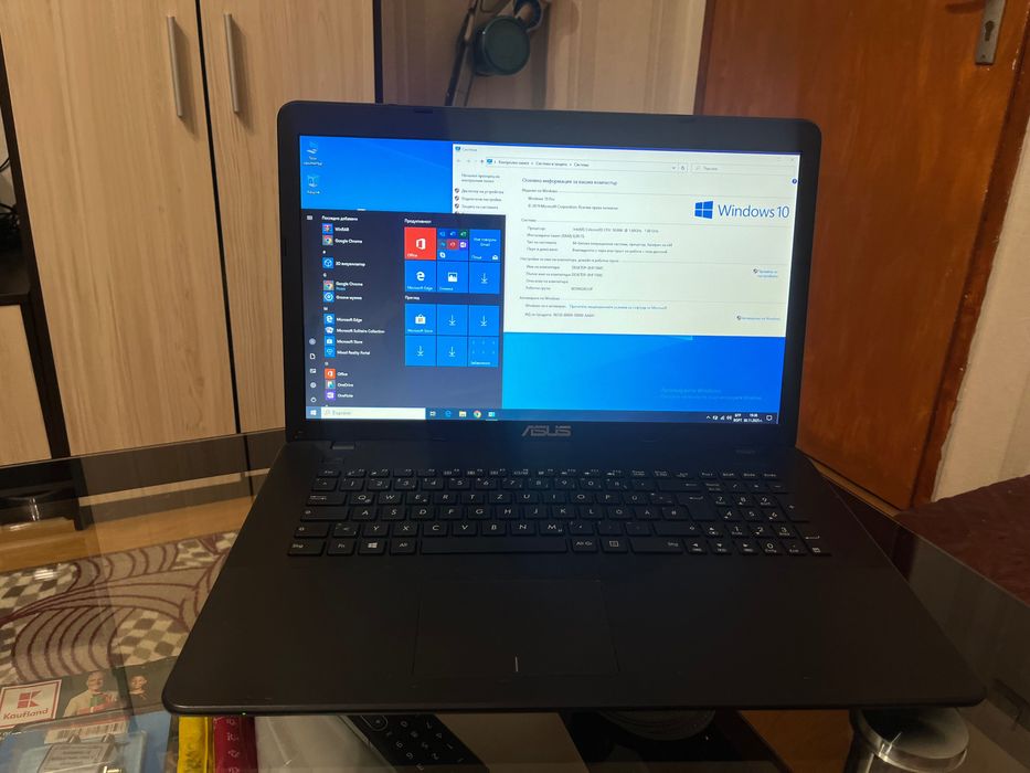 Asus 17.3 250gb ssd. Преинсталиран