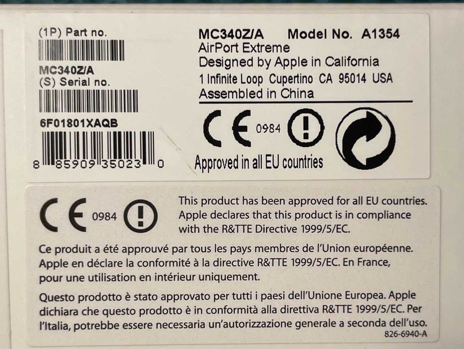 Router AirPort Extreme 802.11n WiFi A1354 4th Gen