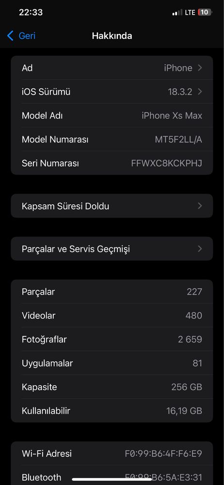 Iphone xs max Ll/a 256 gb gold rangi