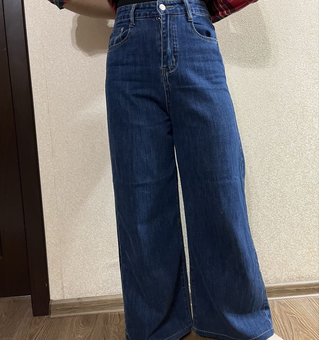 Темно синие свободные прямые джинсы