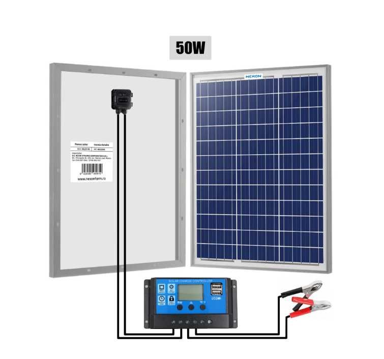 Panou Solar 50w Fotovoltaic Monocristalin cu regulator incarcare