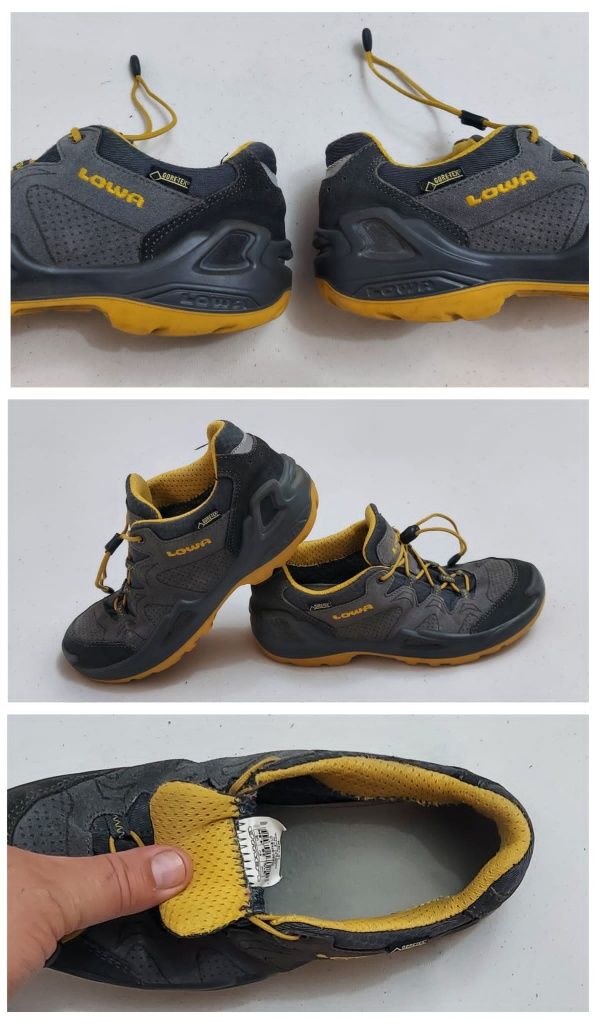 Ghete LOWA Diego GTX antracit/galben, pantofi Gore-Tex, trekking 36 EU