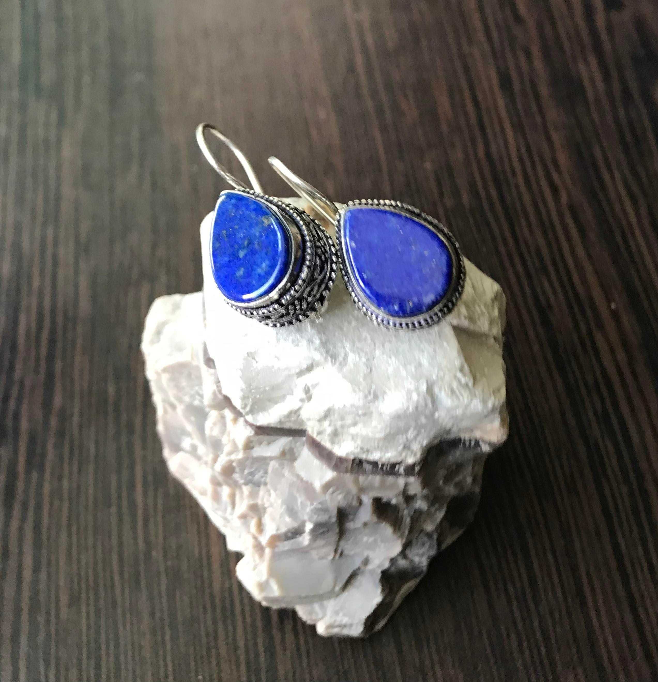 Cercei Argint 925 Vintage cu Pietre Semipretioase Lapis Lazuli