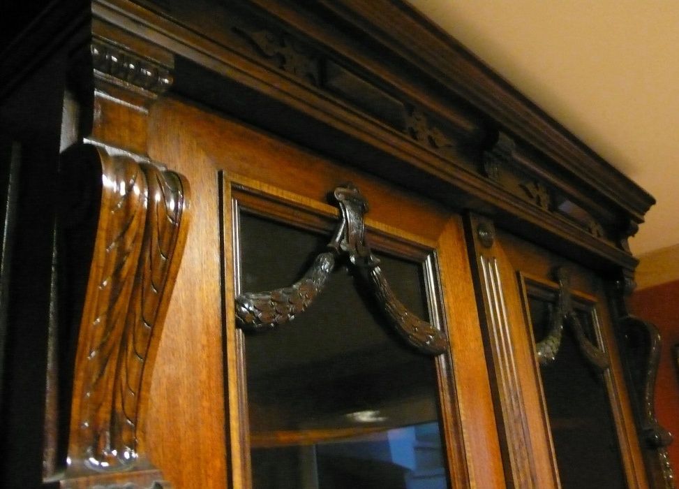 УНИКАЛНА супер рядка голям салонен, кабинетен шкаф-витрина,