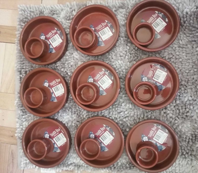 Set 9 farfurii bol aperitiv Tierra Roja, diametru 14cm, ceramica rosie