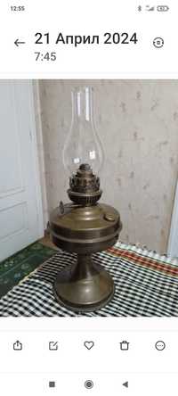 Стара месингова настолна газена лампа