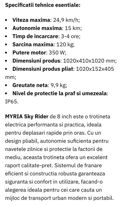 Vand trotineta electrica Miria Sky rider