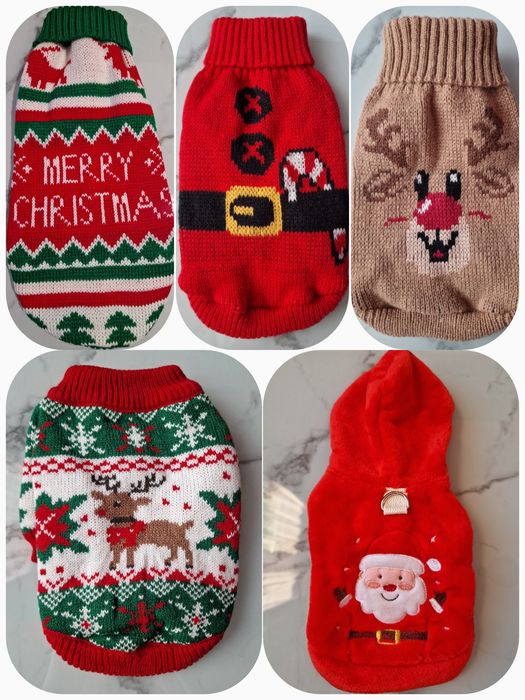 Коледни дрешки за кученца и котки от XS до L; пуловер за куче и коте