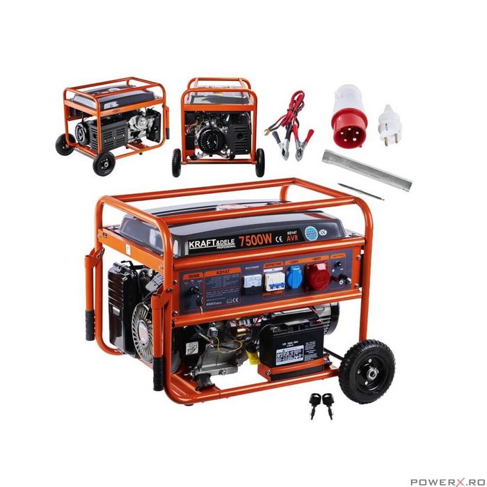 Generator curent electric 7500 W, 7,5 KW, 230V, 380V, motor in 4