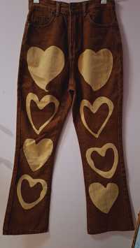 Shein brown jeans with hearts