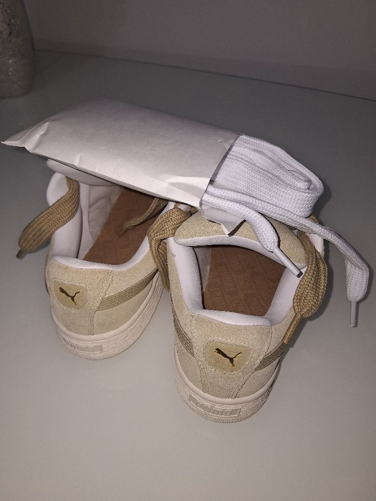 Puma, Pantofi sport din piele intoarsa cu insertii de piele, Bej