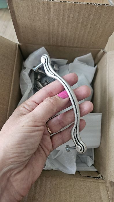 Set manere si butoni bucatarie, argintiu, antichizat, metalici