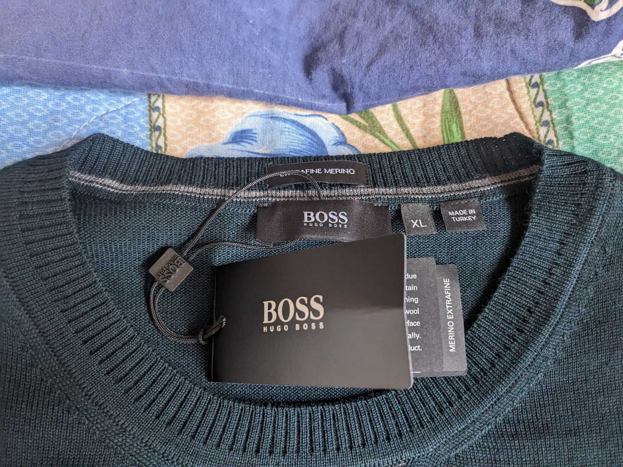 Нов мъжки пуловер от мерино вълна Hugo Boss