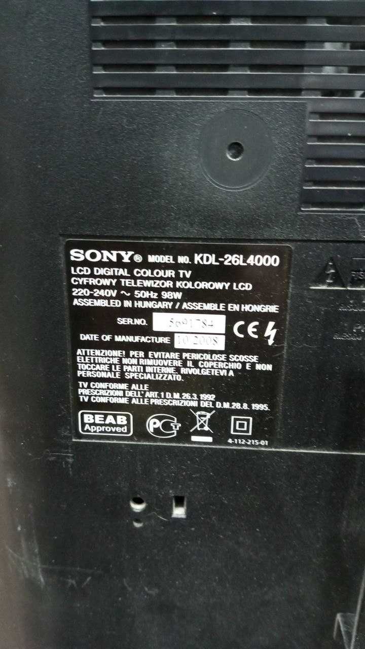 Телевизор Sony BRAVIA KDL-26L4000 Оригинал