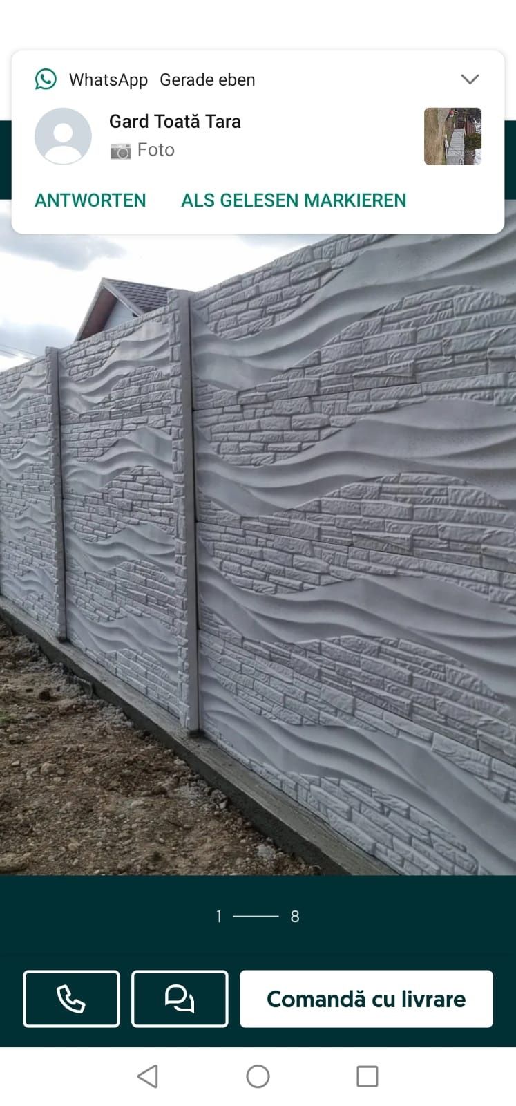 Gard de beton prefabricat
