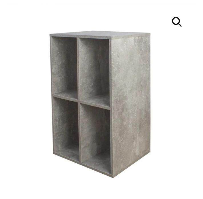 Шкаф за съхранение на винилови плочи - етажерка  в черно и цвят бетон