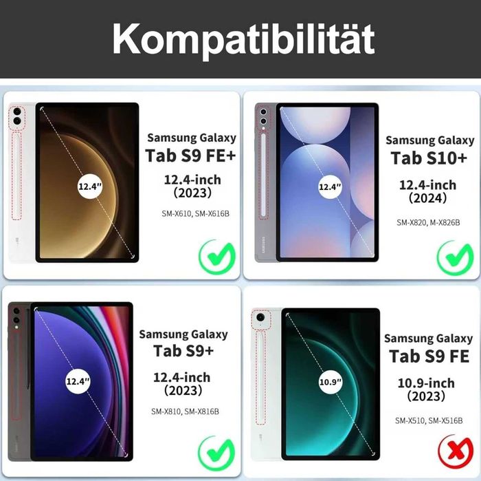 Husă cu tastatură QWERTZ pentru Galaxy Tab S10+/S9 FE+ 12.4 inch