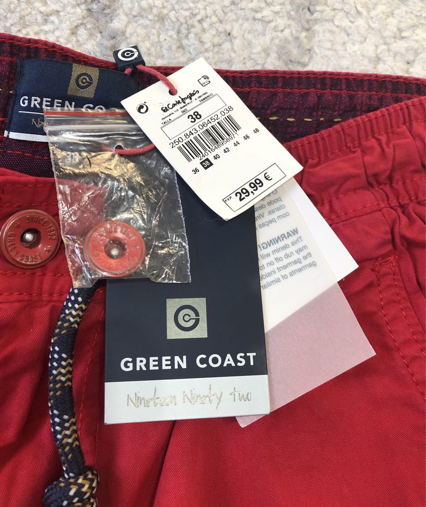 Pantaloni noi trei sferturi marime 38 pantaloni rosii trei sferturi 38