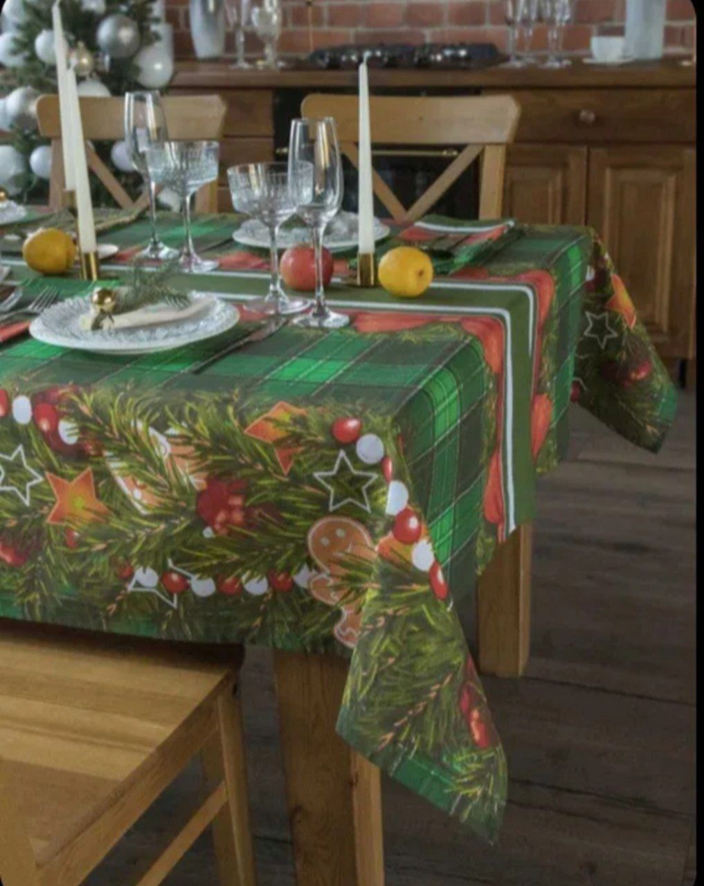 Новогодняя скатерть 145×220 см.Отличный подарок на новый год