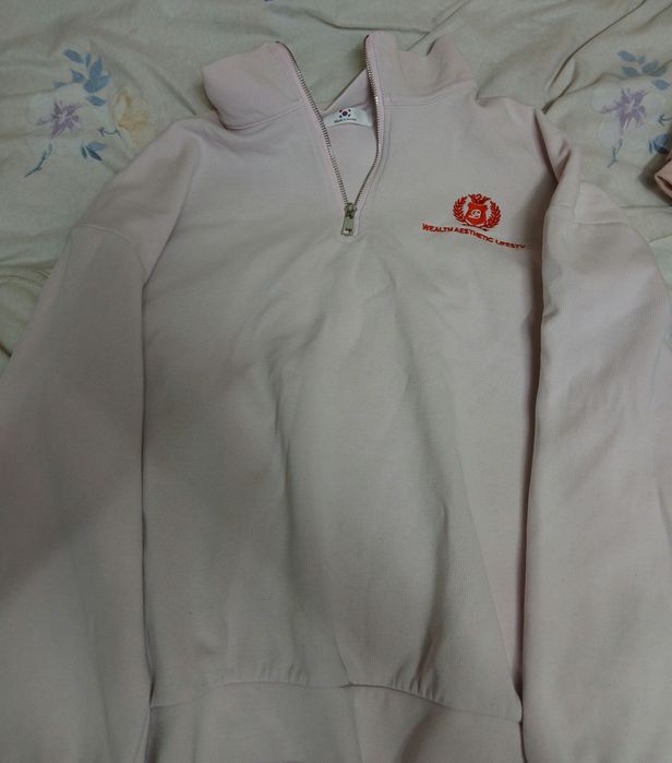 Кофта полузамок,розовая,не утепленная