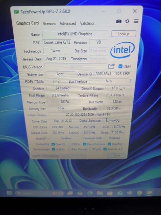 Acer aspire 3 model N19C2 /i7 gen 10 video dedicat 2 gb