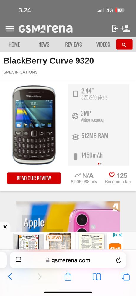 Blackberry curve 9320 + слушалки
