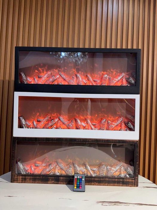 Изкуствена камина, LED, Електрическа, Реалистични пламъци, 61×21×11 см