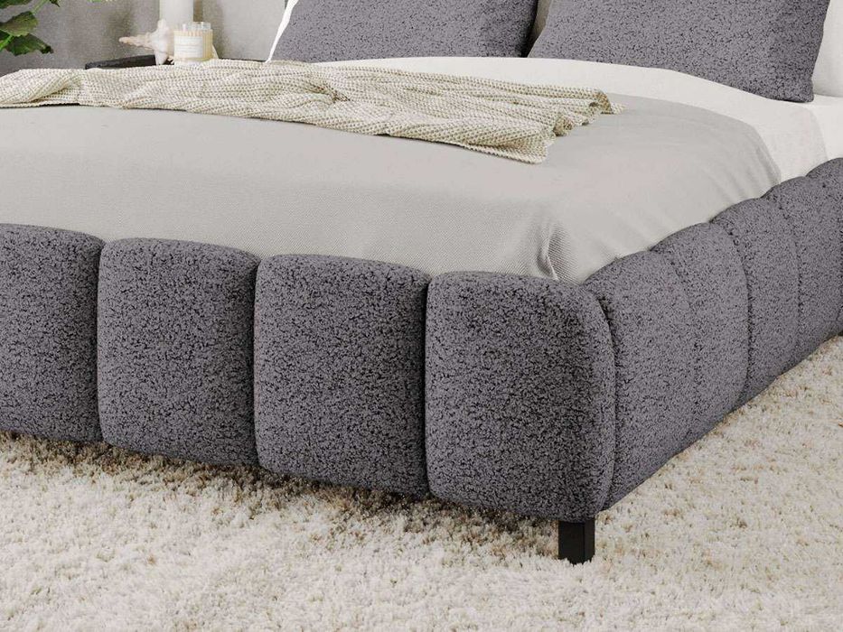 Pat Tapitat Bari Gri Inchis Coral 80 cu somiera rabatabila si lada