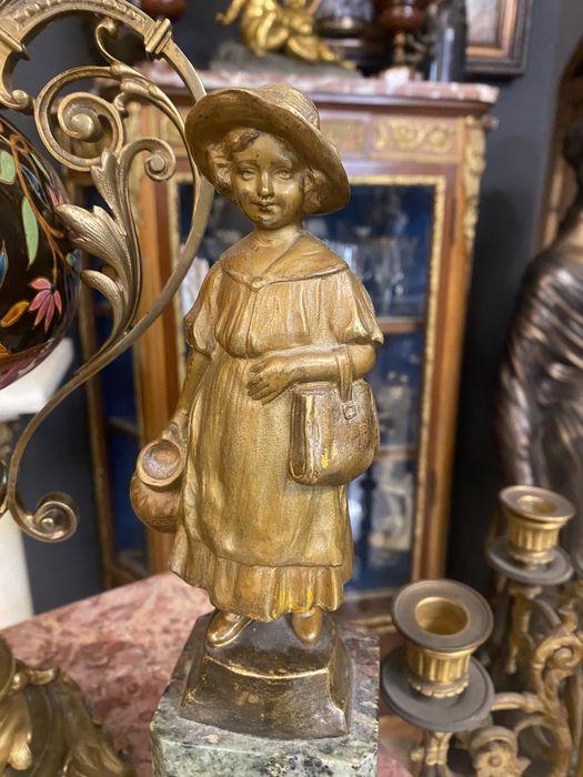 Statueta bronz/marmura/ semnata