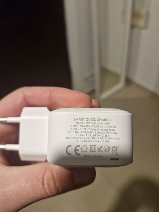 Incarcator universal retea/priza de 45W, 2 porturi, USB tip A si Tip C