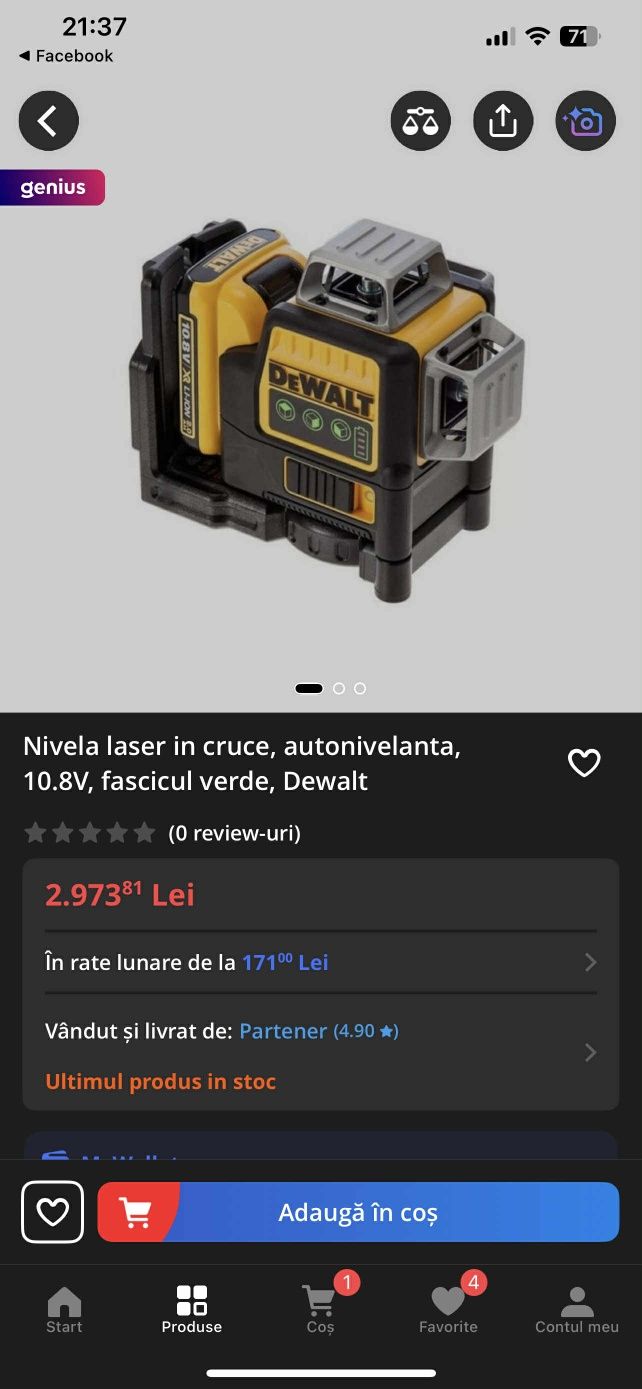 DeWalt Nivela Laser 360 12 linii verzi magneti nou nout impecabil