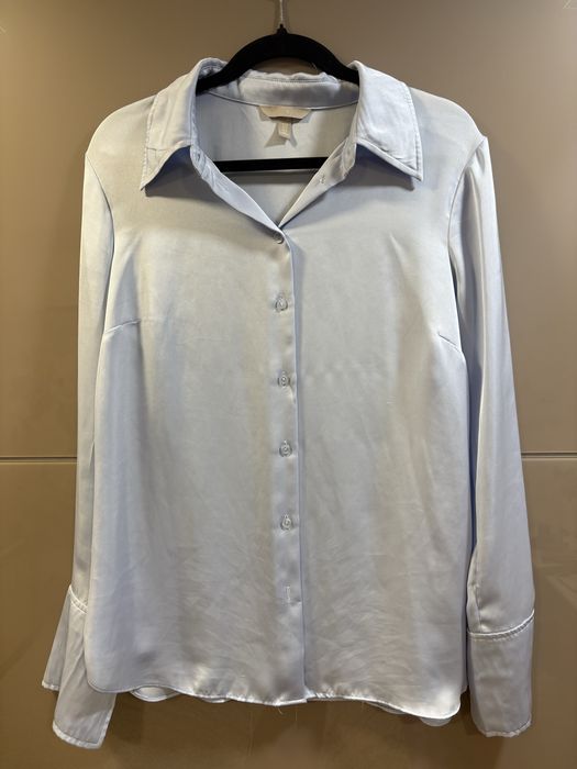 Светлосиня сатенена риза H&M