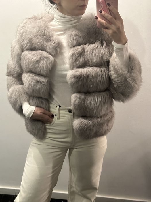 Haina blana de vulpe S Aria Moda noua