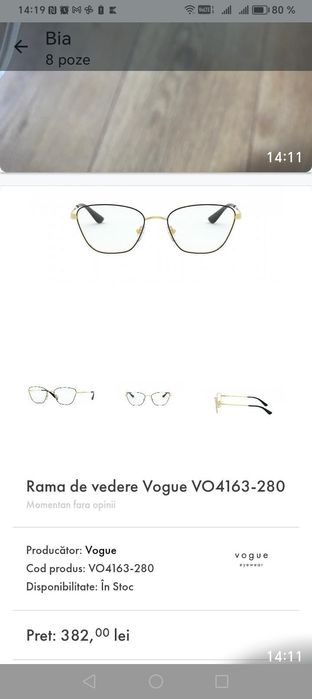 Rama ochelari vogue