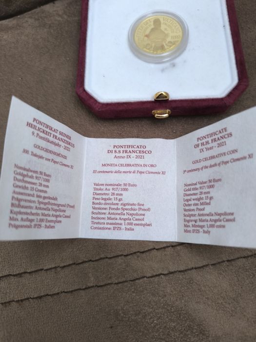 50 евро Ватикана 2021 година