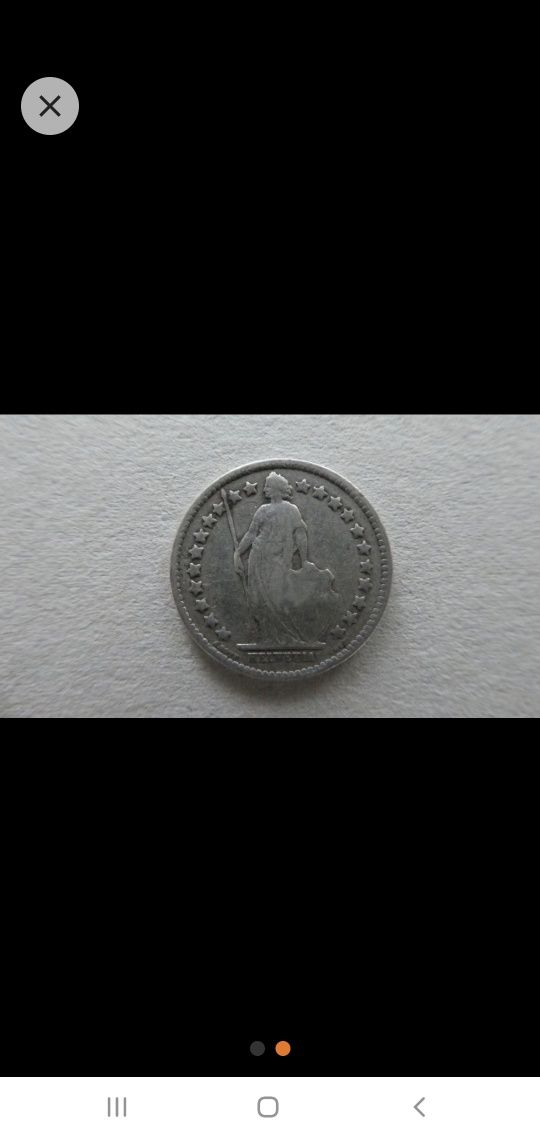 Moneda de argint franci elvețieni 1921