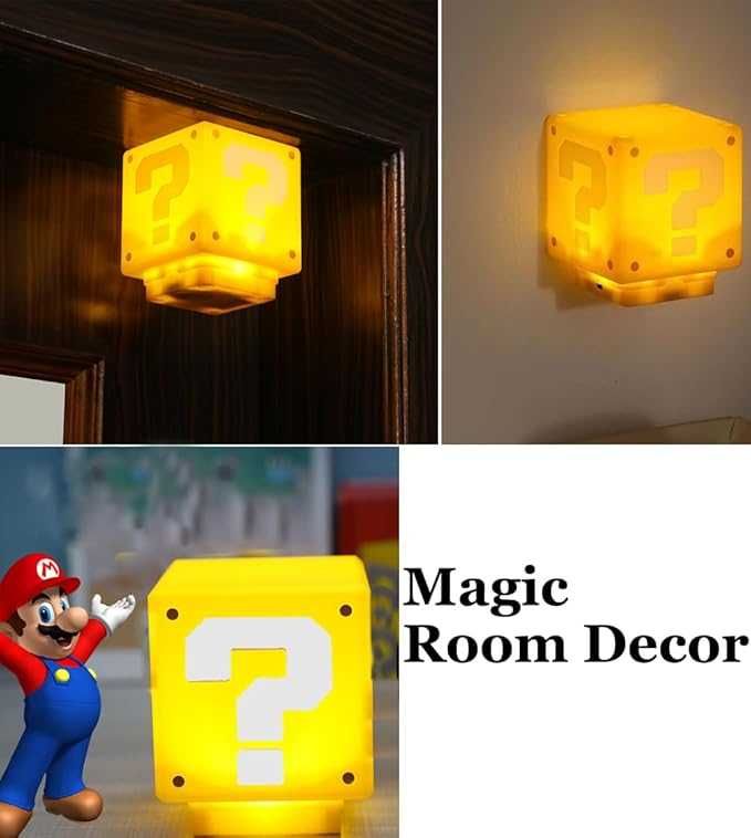 Настолна Нощна 3D лампа Super Mario Супер Марио Кубче Звезда - 2 вида